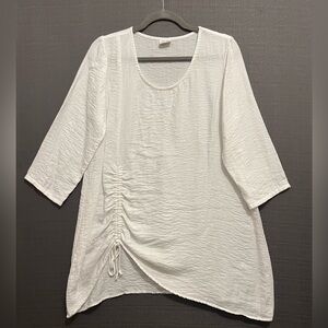 Et Lois Beautiful Women’s White 100% Linen Oversized Tunic Front Drawstring